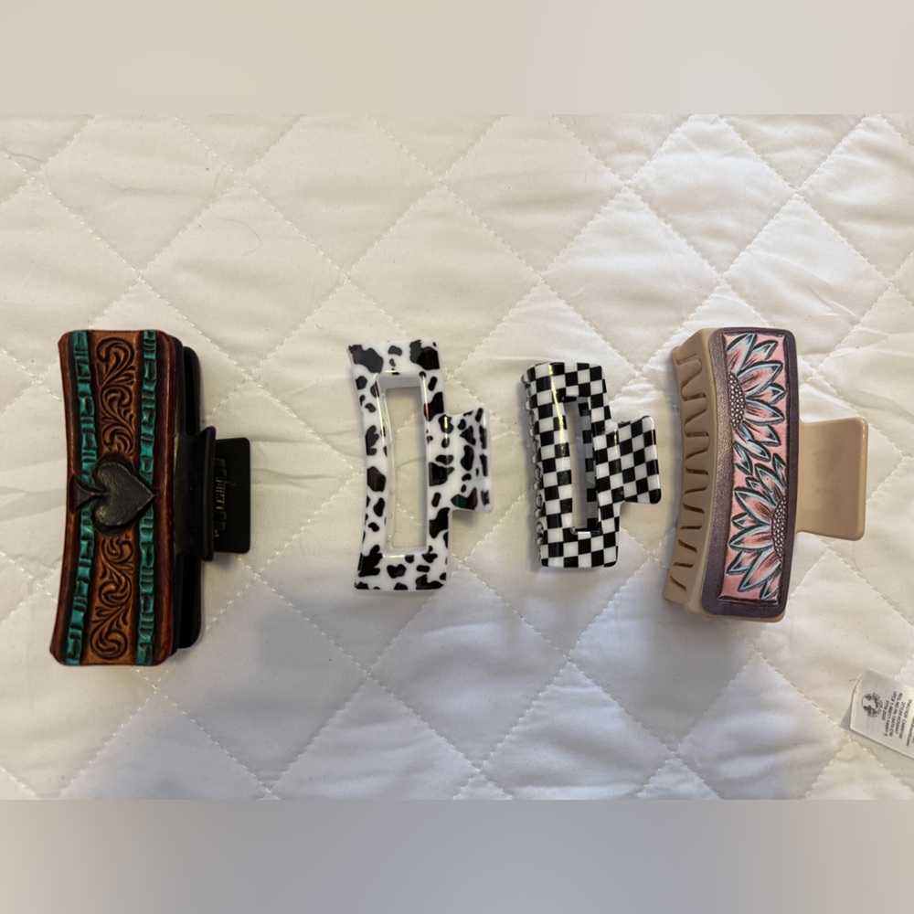 4 western hair clips